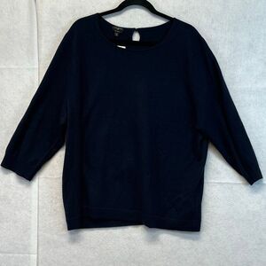 NWT TALBOTS WOMAN Sweater 3X Navy Blue Pure Cashmere Crew Neck Quiet Luxury NEW